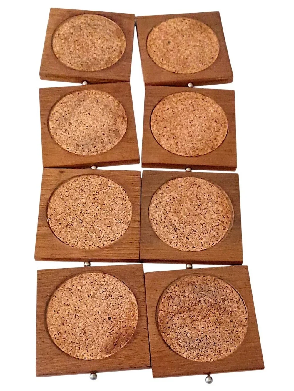 Vintage‎ Strawberry Coaster Set Foiled Art Top Wood Cork Set Of 8 70s Farmhouse
